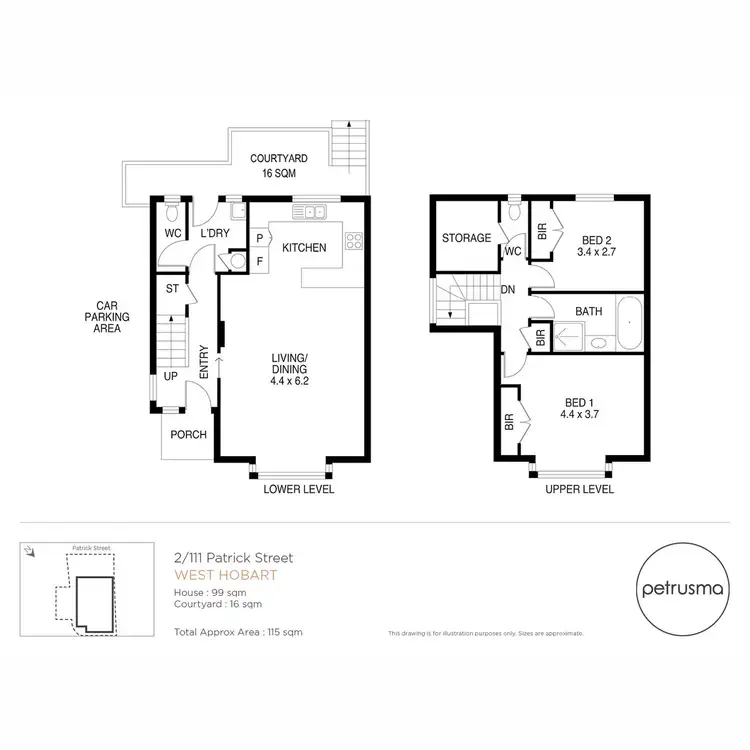 Floorplan of Homely townhouse listing, 2/111 Patrick Street, West Hobart TAS 7000
