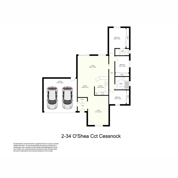Floorplan of Homely unit listing, 2/34 O'Shea Circuit, Cessnock NSW 2325