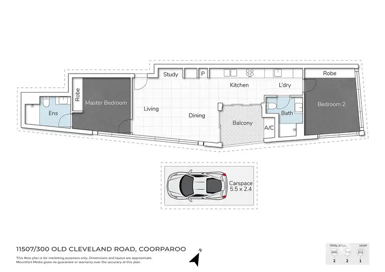 Floorplan of Homely apartment listing, 11507/300 Old Cleveland Road, Coorparoo QLD 4151