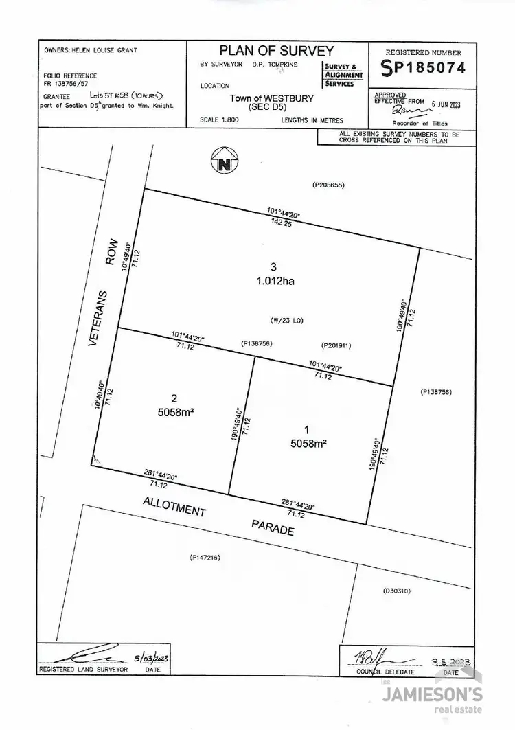 Floorplan of Homely land listing, 57 Veterans Row, Westbury TAS 7303