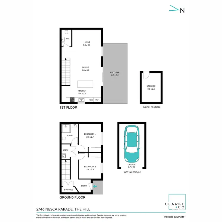 Floorplan of Homely townhouse listing, 2/46 Nesca Parade, The Hill NSW 2300