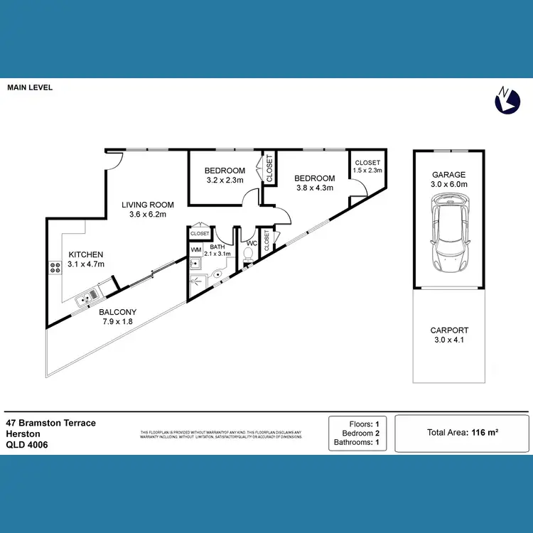 Floorplan of Homely unit listing, 8/47 Bramston Terrace, Herston QLD 4006