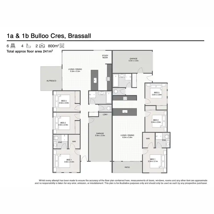Floorplan of Homely townhouse listing, 1A & 1B Bulloo Crescent, Brassall QLD 4305