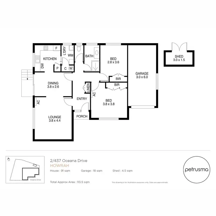 Floorplan of Homely unit listing, 2/437 Oceana Drive, Howrah TAS 7018