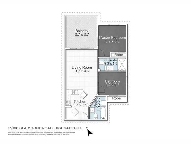 Floorplan of Homely apartment listing, 13/188 Gladstone Road, Highgate Hill QLD 4101