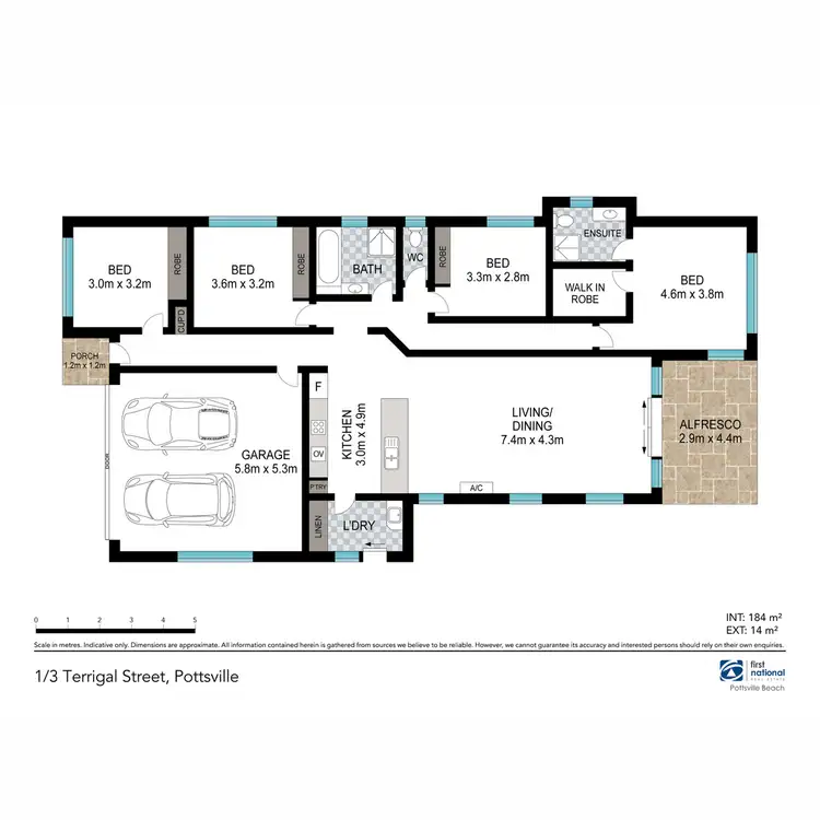 Floorplan of Homely semi-detached listing, 1/3 Terrigal Street, Pottsville NSW 2489