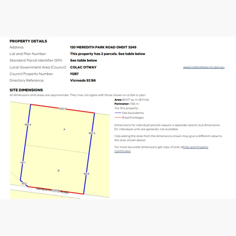Floorplan of Homely rural property listing, 120 Meredith Park Road, Ondit VIC 3249