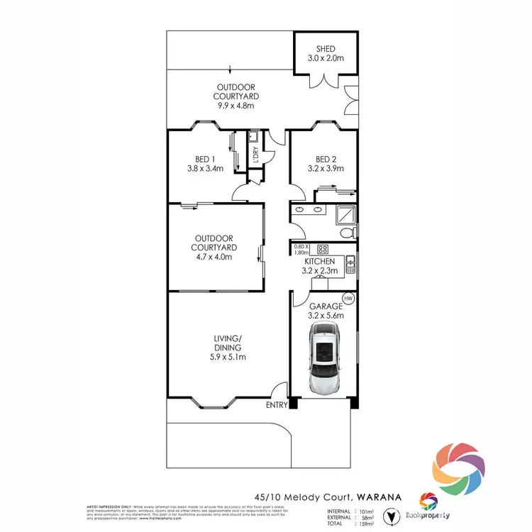 Floorplan of Homely villa listing, 45/10 Melody Court, Warana QLD 4575