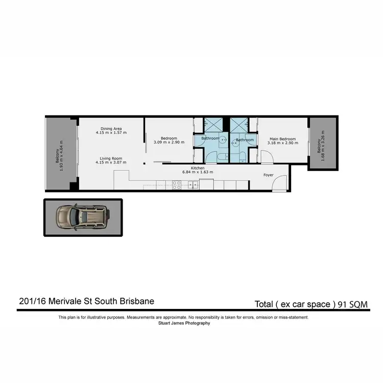 Floorplan of Homely unit listing, 201/16 Merivale Street, South Brisbane QLD 4101