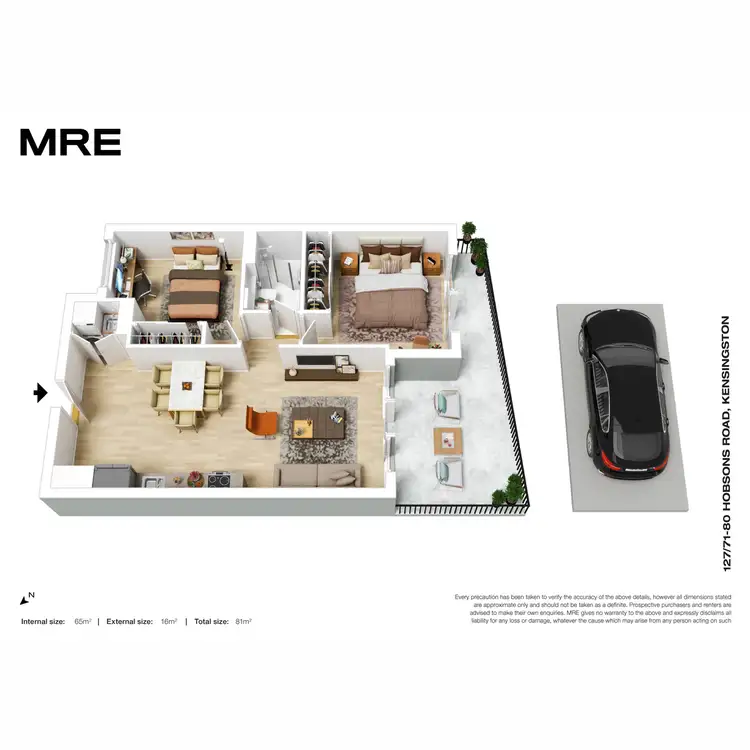 Floorplan of Homely apartment listing, 127/77 Hobsons Road, Kensington VIC 3031