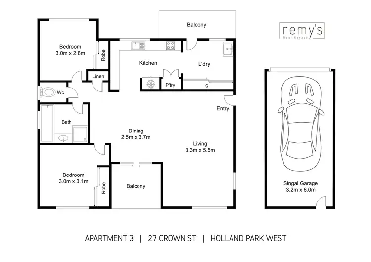 Floorplan of Homely apartment listing, 3/27 Crown Street, Holland Park West QLD 4121