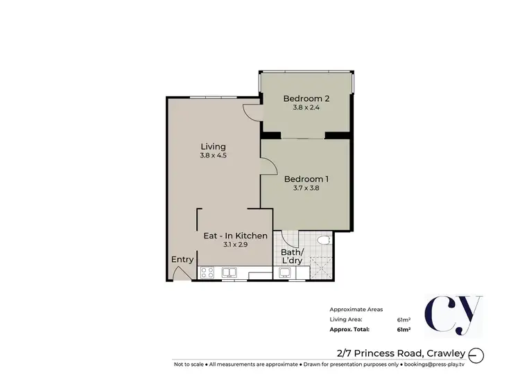 Floorplan of Homely unit listing, 2/7 Princess Road, Crawley WA 6009