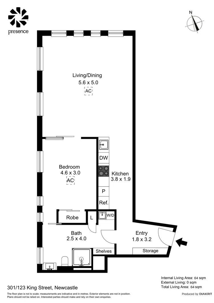 Floorplan of Homely unit listing, 301/123 King Street, Newcastle NSW 2300