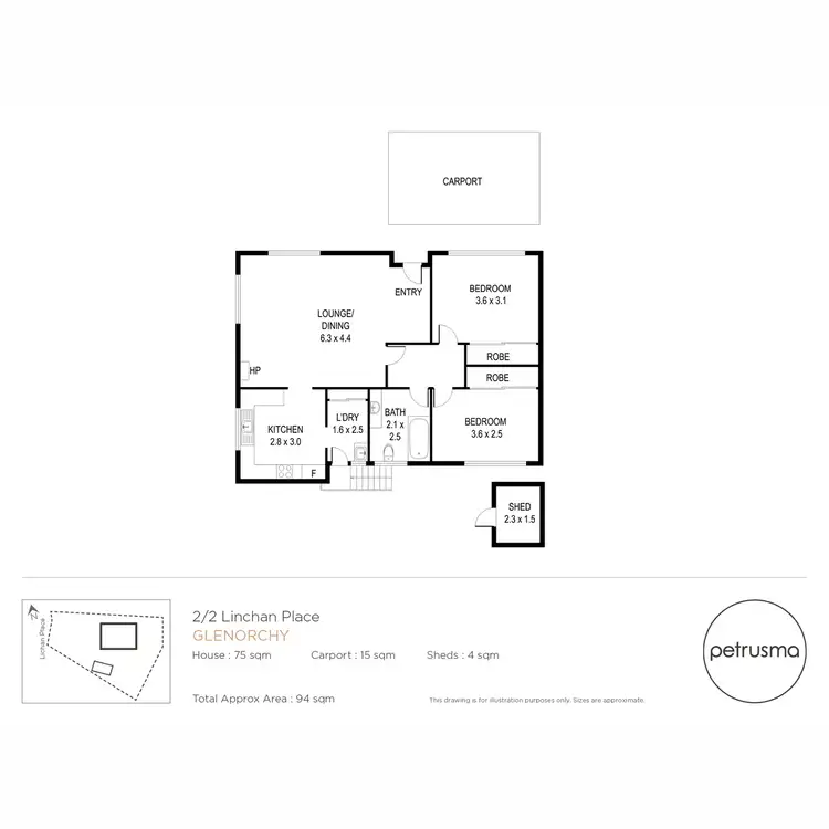 Floorplan of Homely unit listing, 2/2 Lichan Place, Glenorchy TAS 7010