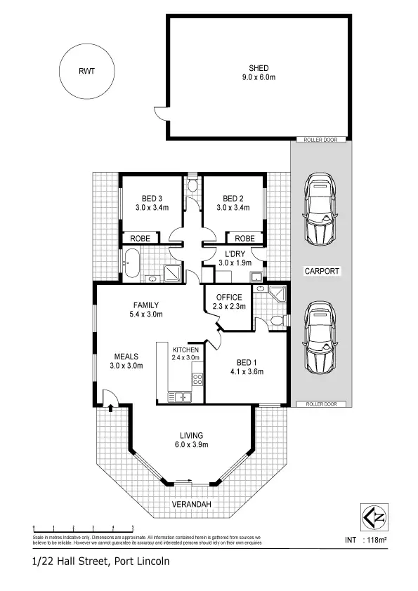 Floorplan of Homely house listing, 1/22 Hall Street, Port Lincoln SA 5606