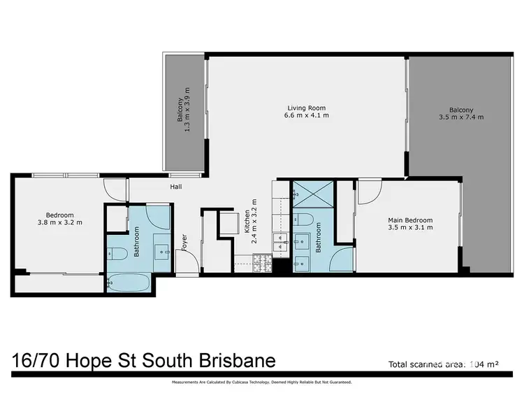Floorplan of Homely apartment listing, 16/70 Hope Street, South Brisbane QLD 4101