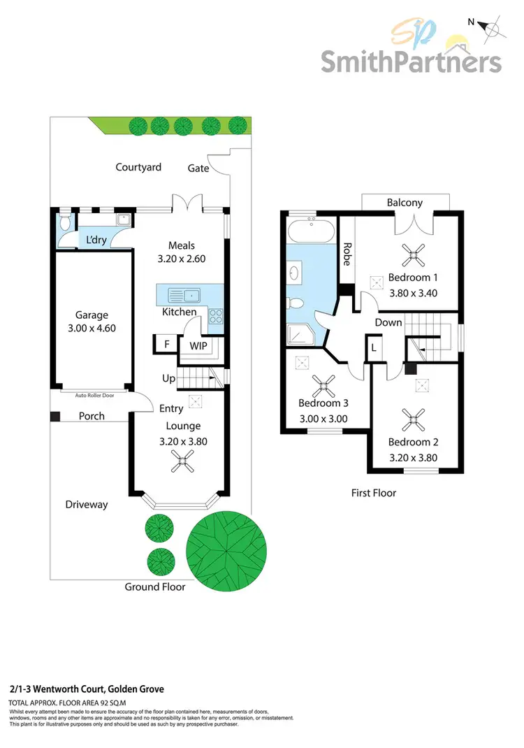 Floorplan of Homely townhouse listing, 2/1-3 Wentworth Court, Golden Grove SA 5125