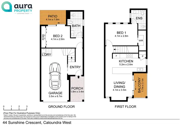 Floorplan of Homely terrace listing, 44 Sunshine Crescent, Caloundra West QLD 4551