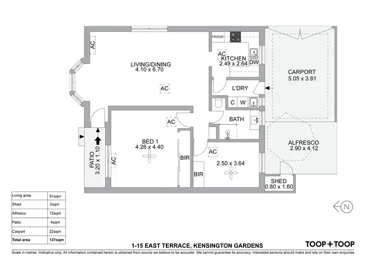 Floorplan of Homely unit listing, 1/15 East Terrace, Kensington Gardens SA 5068