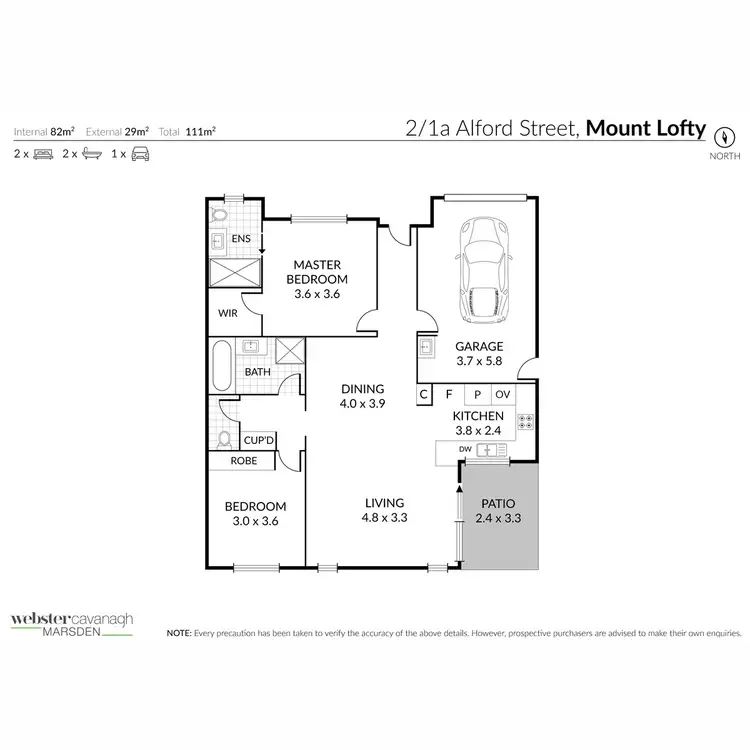 Floorplan of Homely unit listing, 2/1a Alford Street, Mount Lofty QLD 4350