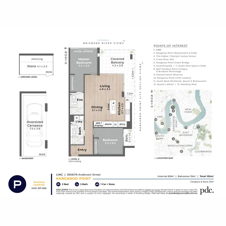 Floorplan of Homely unit listing, 3606/19 Anderson Street, Kangaroo Point QLD 4169