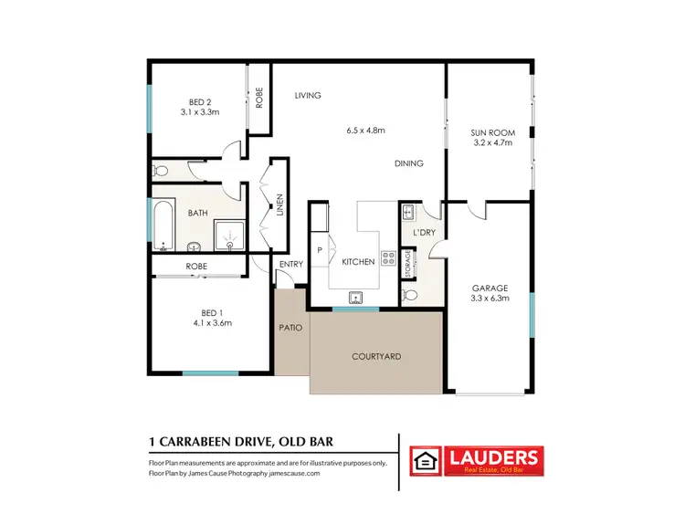 Floorplan of Homely villa listing, 1/1 Carrabeen Drive, Old Bar NSW 2430