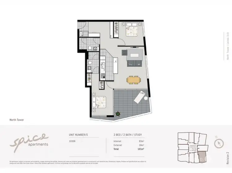 Floorplan of Homely apartment listing, 306/25 Bouquet Street, South Brisbane QLD 4101