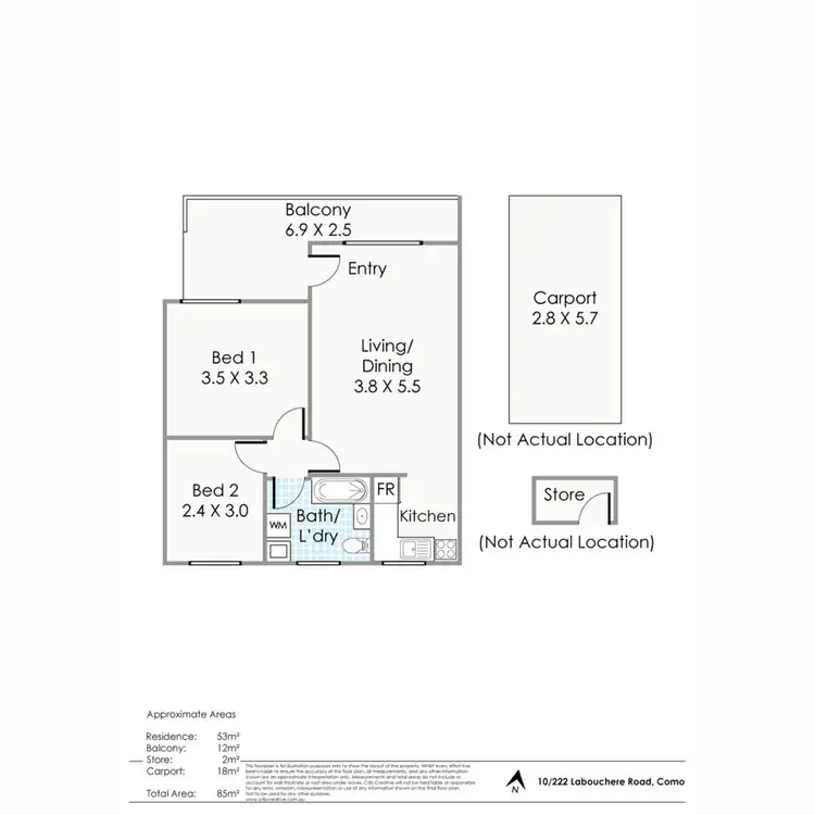 Floorplan of Homely apartment listing, 10/222 Labouchere Road, Como WA 6152