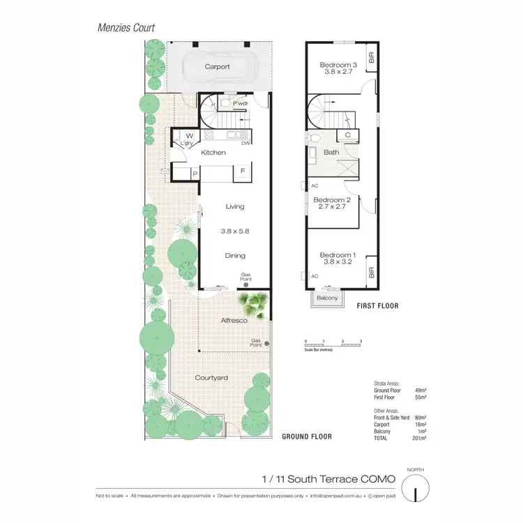 Floorplan of Homely townhouse listing, 1/11 South Terrace, Como WA 6152