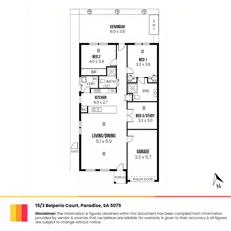 Floorplan of Homely retirement listing, 15/3 Belperio Court, Paradise SA 5075
