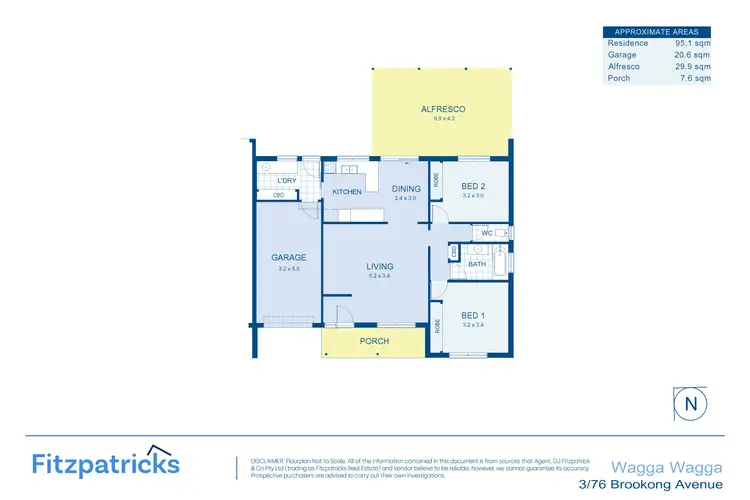Floorplan of Homely unit listing, 3/76 Brookong Avenue, Wagga Wagga NSW 2650