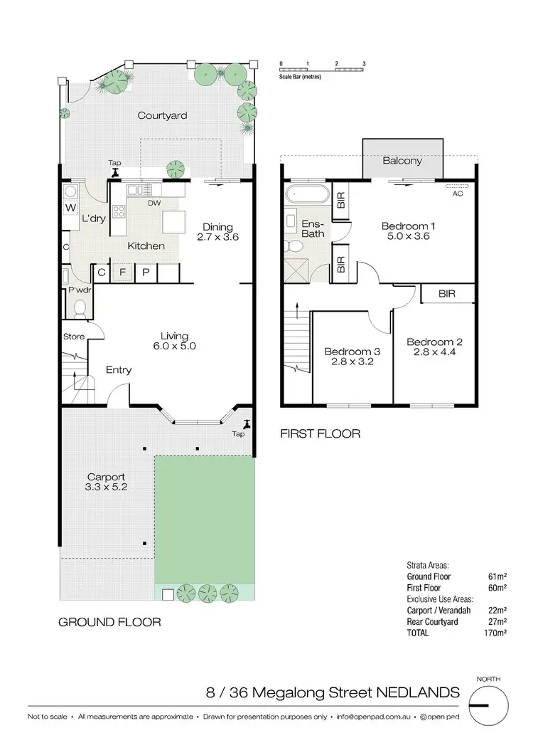 Floorplan of Homely townhouse listing, 8/36 Megalong Street, Nedlands WA 6009