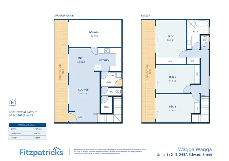 Floorplan of Homely unit listing, 1-3/245A Edward Street, Wagga Wagga NSW 2650