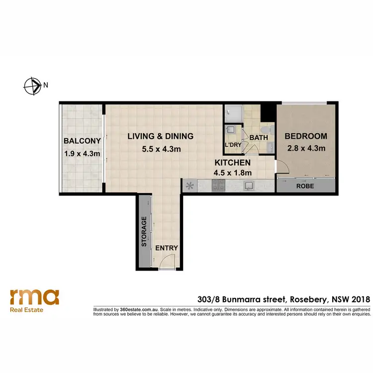 Floorplan of Homely apartment listing, 303/8 Bunmarra Street, Rosebery NSW 2018