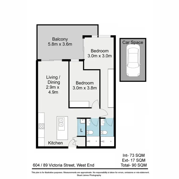 Floorplan of Homely apartment listing, 604/89 Victoria Street, West End QLD 4101