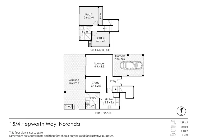 Floorplan of Homely townhouse listing, 15/4 Hepworth Way, Noranda WA 6062