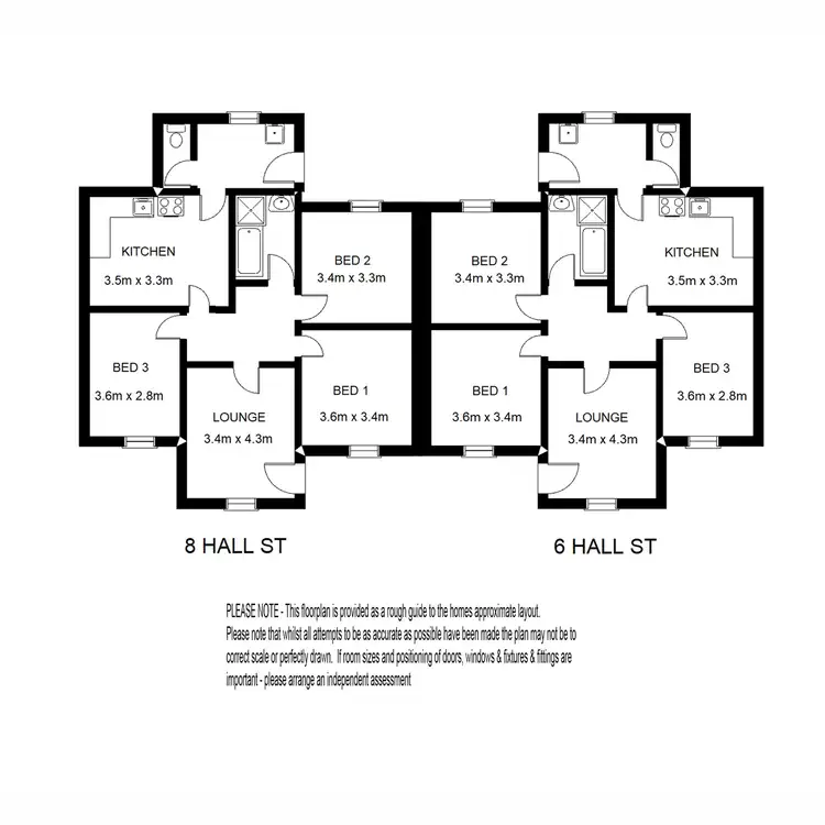 Floorplan of Homely semi-detached listing, 6-8 Hall Street, Port Augusta SA 5700