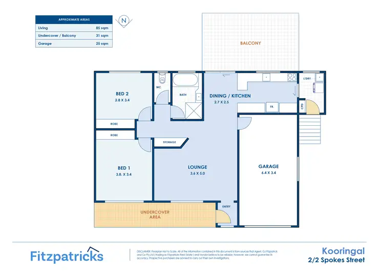 Floorplan of Homely unit listing, 2/2 Spokes Street, Kooringal NSW 2650