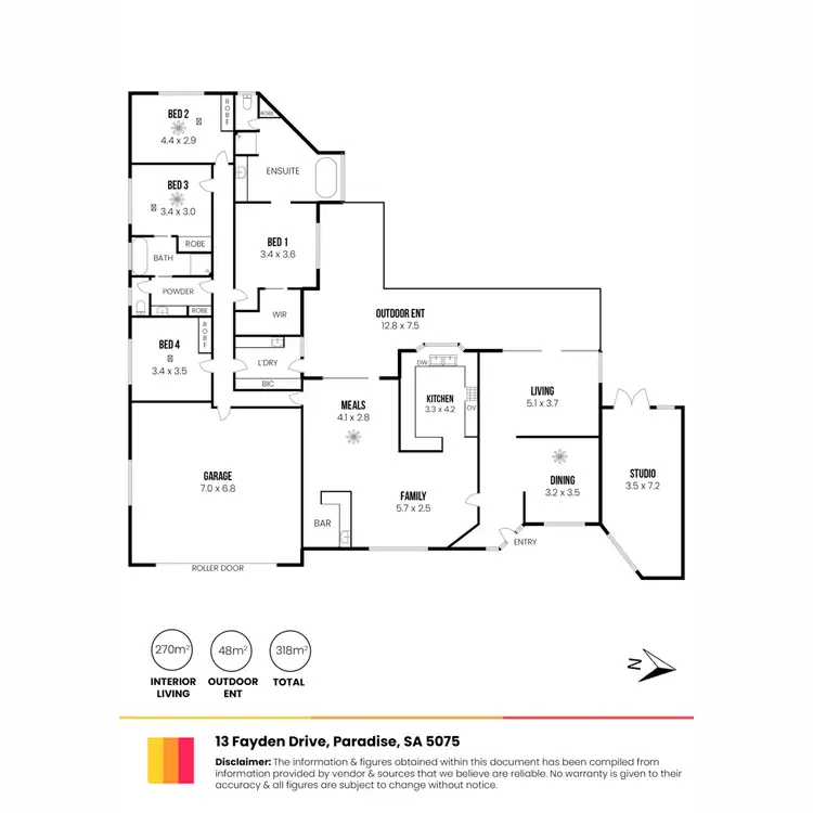 Floorplan of Homely house listing, 13 Fayden Drive, Paradise SA 5075