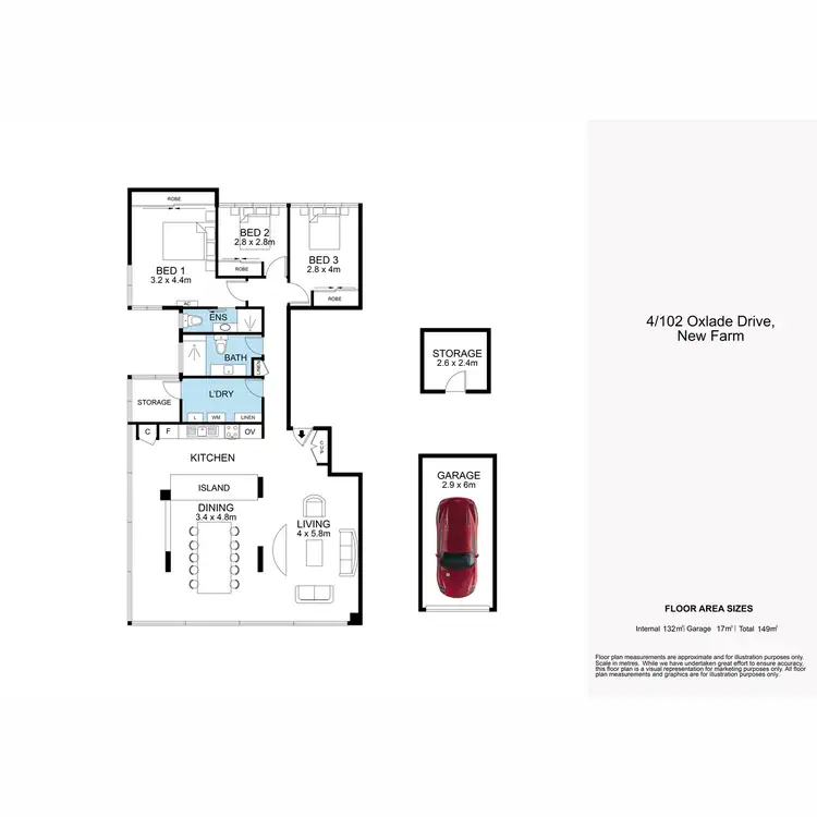 Floorplan of Homely apartment listing, 4/102 Oxlade Drive, New Farm QLD 4005