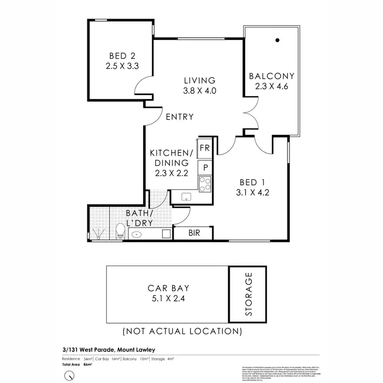 Floorplan of Homely apartment listing, 3/131 West Parade, Mount Lawley WA 6050