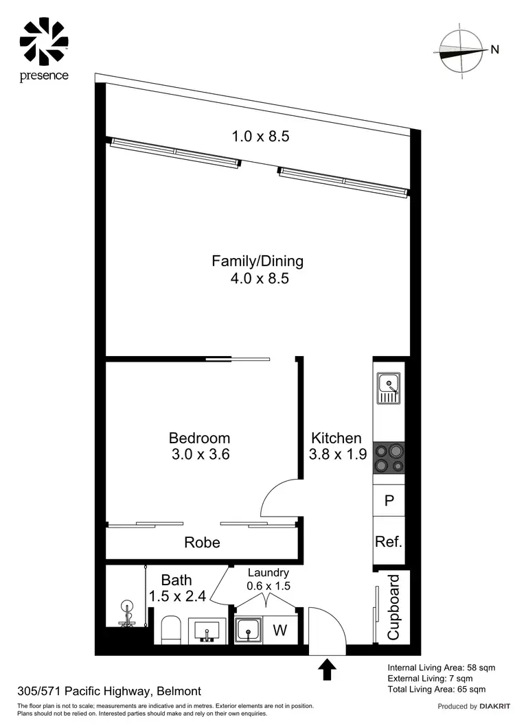 Floorplan of Homely apartment listing, 305/571 Pacific Highway, Belmont NSW 2280
