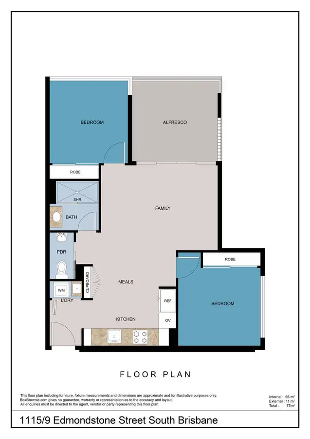 Floorplan of Homely apartment listing, 1115/9 Edmondstone Street, South Brisbane QLD 4101