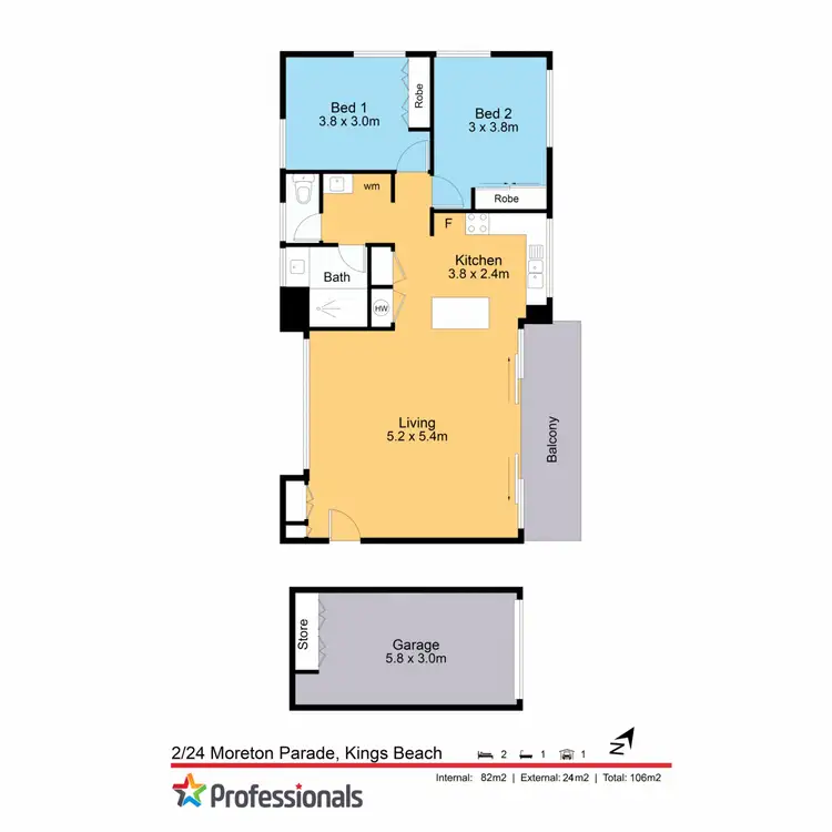 Floorplan of Homely unit listing, 2/24 Moreton Parade, Kings Beach QLD 4551