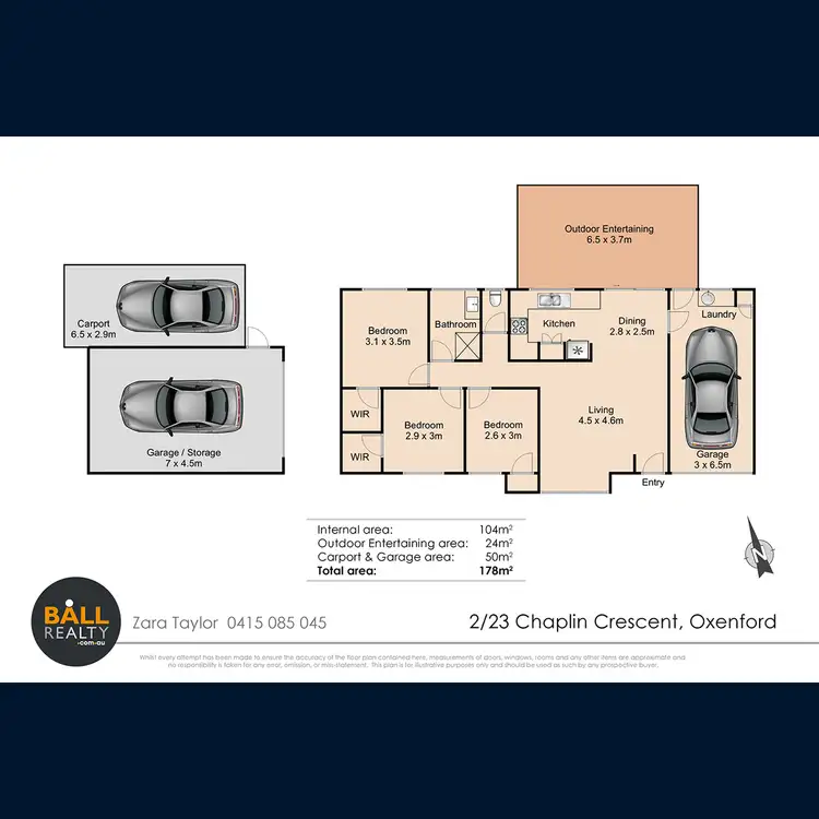 Floorplan of Homely semi-detached listing, 2/23 Chaplin  Crescent, Oxenford QLD 4210