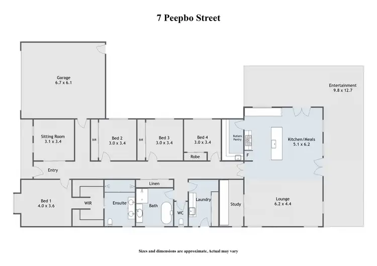 Floorplan of Homely house listing, 7 Peepbo Street, Wangaratta VIC 3677