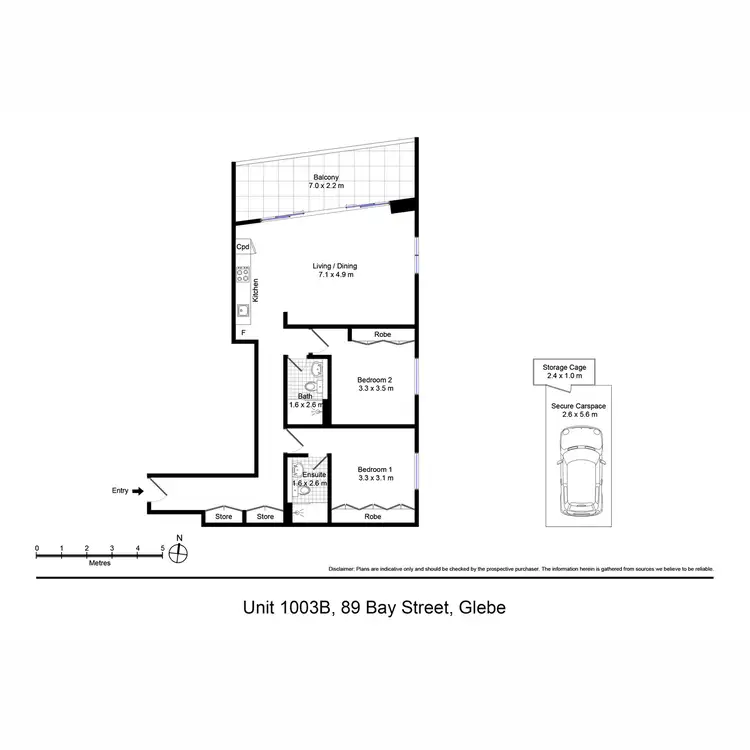 Floorplan of Homely apartment listing, 1003b/89 bay Street, Glebe NSW 2037