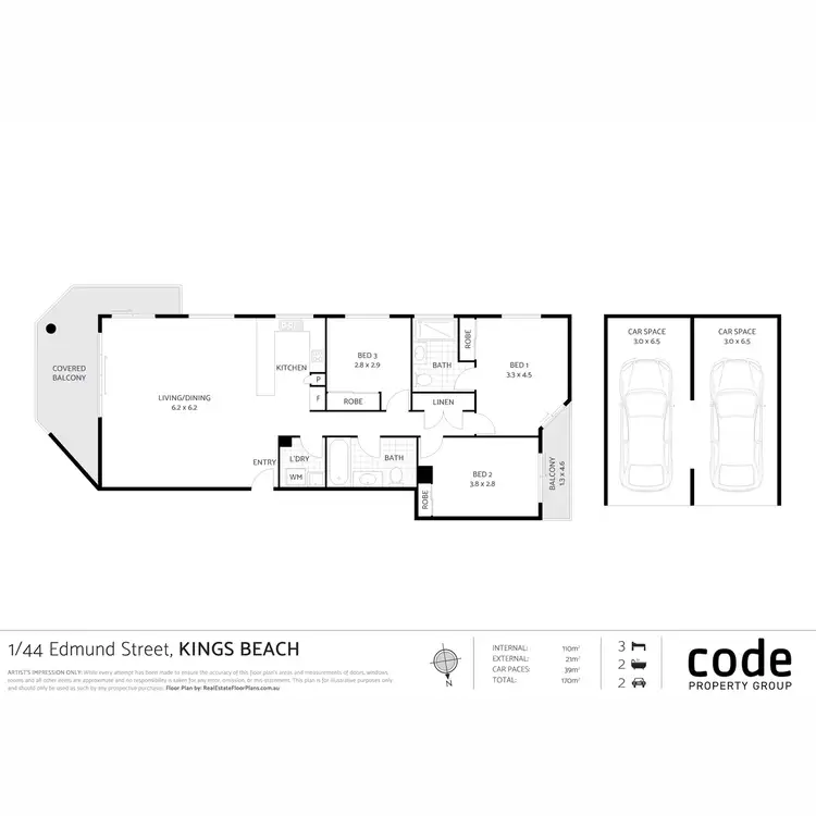 Floorplan of Homely unit listing, 1/44 Edmund Street, Kings Beach QLD 4551