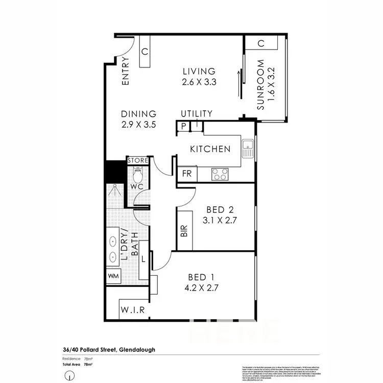 Floorplan of Homely apartment listing, 36/40 Pollard Street, Glendalough WA 6016