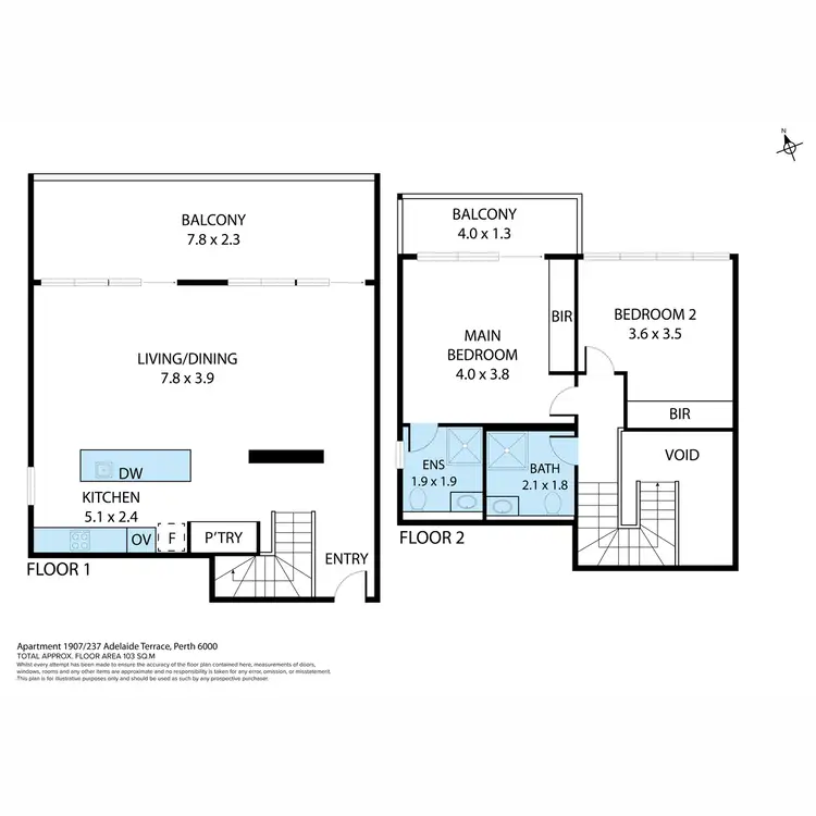 Floorplan of Homely apartment listing, 1907/237 Adelaide Terrace, Perth WA 6000